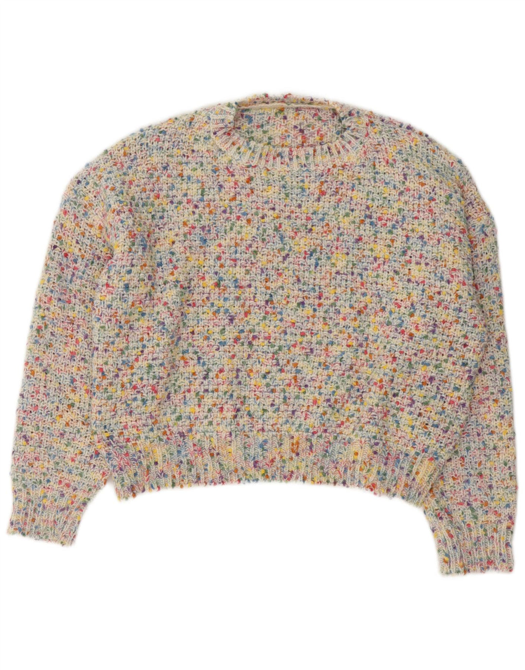 Suéter feminino Dazy com gola redonda e gola redonda Reino Unido 14 médio multicolorido