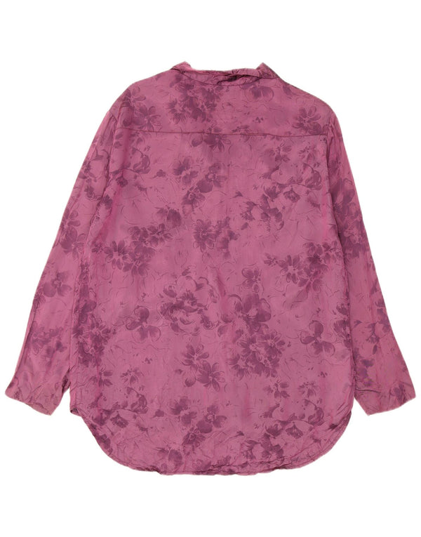 Camisa feminina vintage UK 16 grande roxo floral