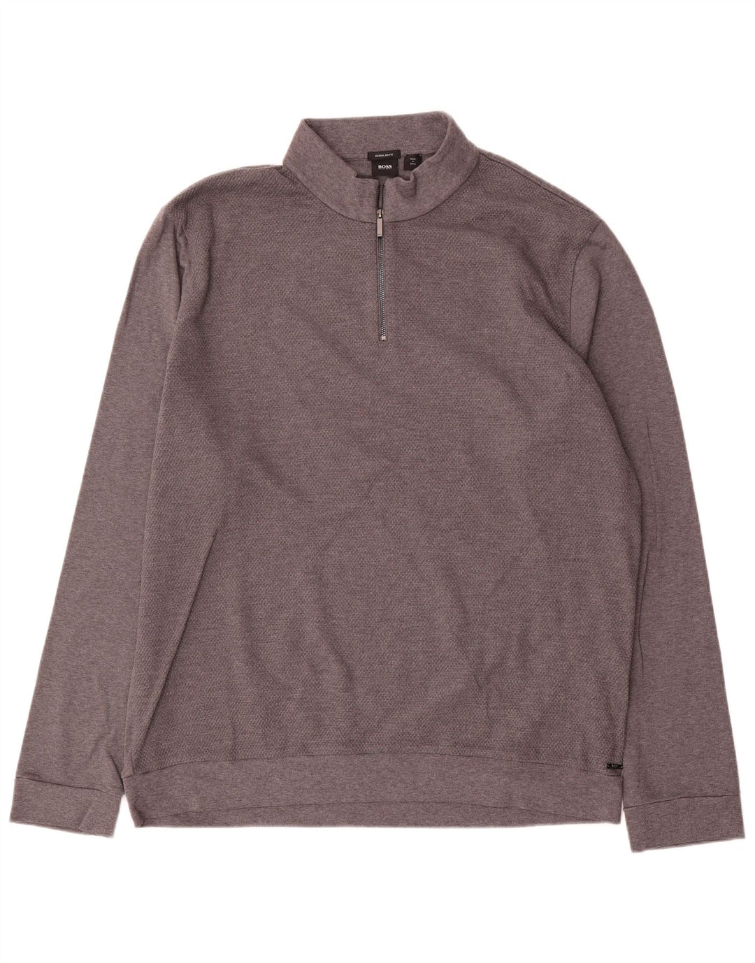 Hugo Boss Mens Zip Neck Regular Fit Moletom Jumper 2XL Algodão Cinza