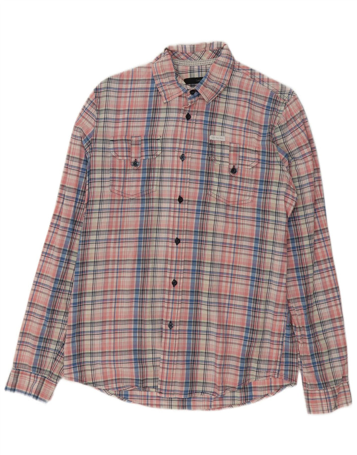 Camisa masculina CALVIN KLEIN JEANS grande algodão xadrez rosa