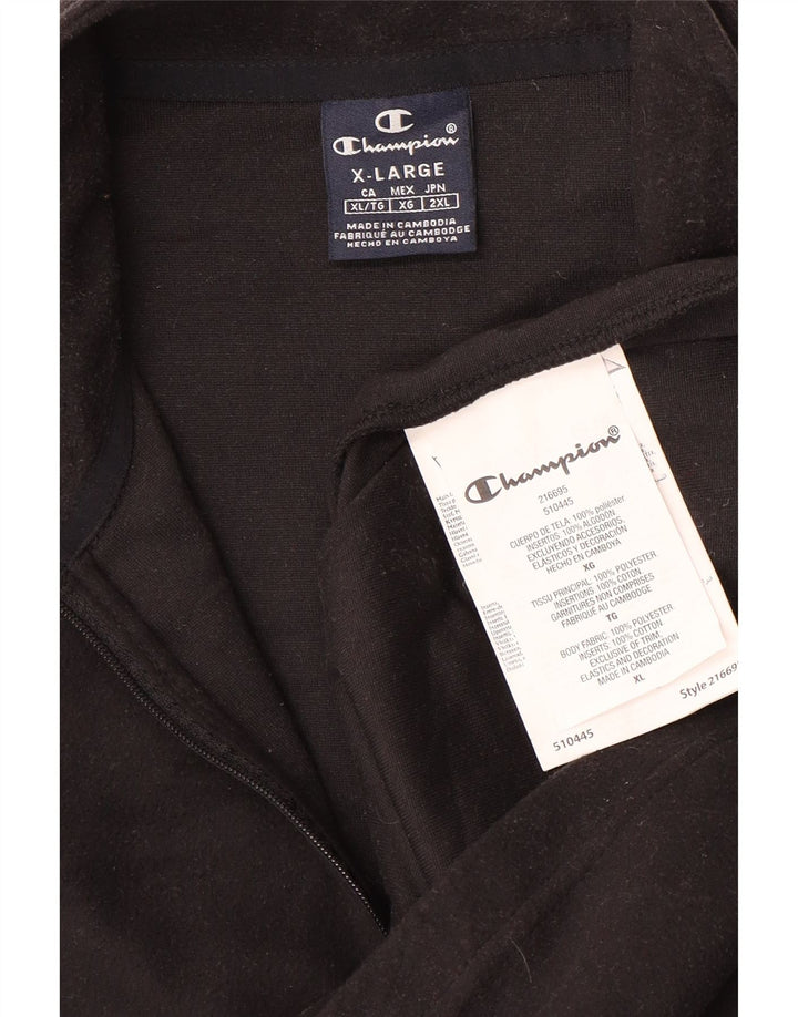 CHAMPION Suéter masculino de lã com zíper e gola XL poliéster preto