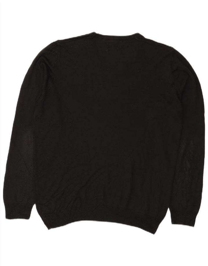 Suéter masculino Marks & Spencer com decote em V grande acrílico preto