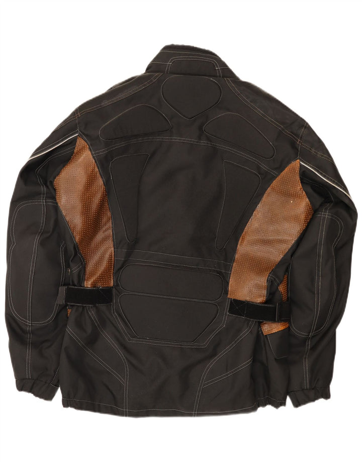 Jaqueta vintage masculina Motorstyle Racer UK 38 bloco colorido preto médio