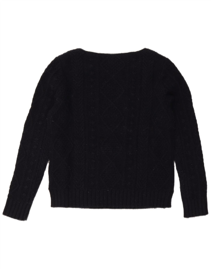 JACK WILLS Suéter feminino grande com gola canoa Reino Unido 10 pequeno azul marinho