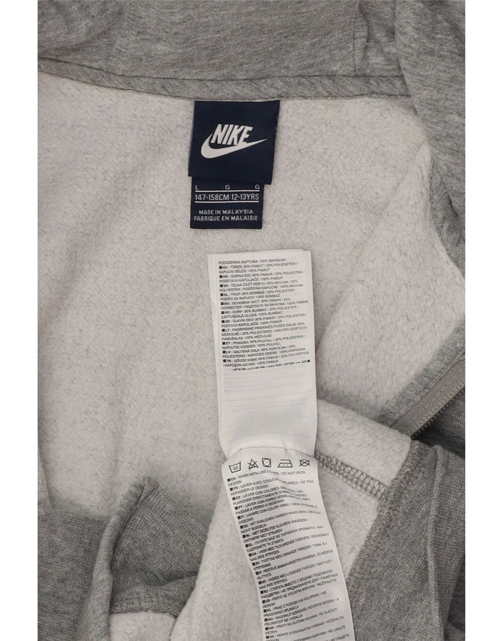 Suéter NIKE Boys Zip com capuz 12-13 anos grande cinza algodão