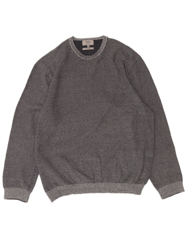 Suéter masculino MARKS & SPENCER com gola redonda 2XL algodão cinza