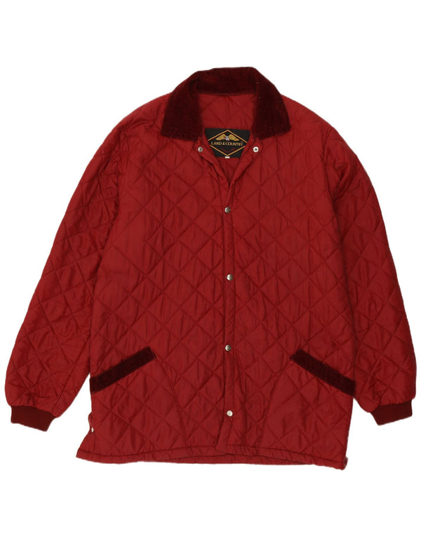 Jaqueta acolchoada masculina vintage UK 40 grande poliamida cor de vinho