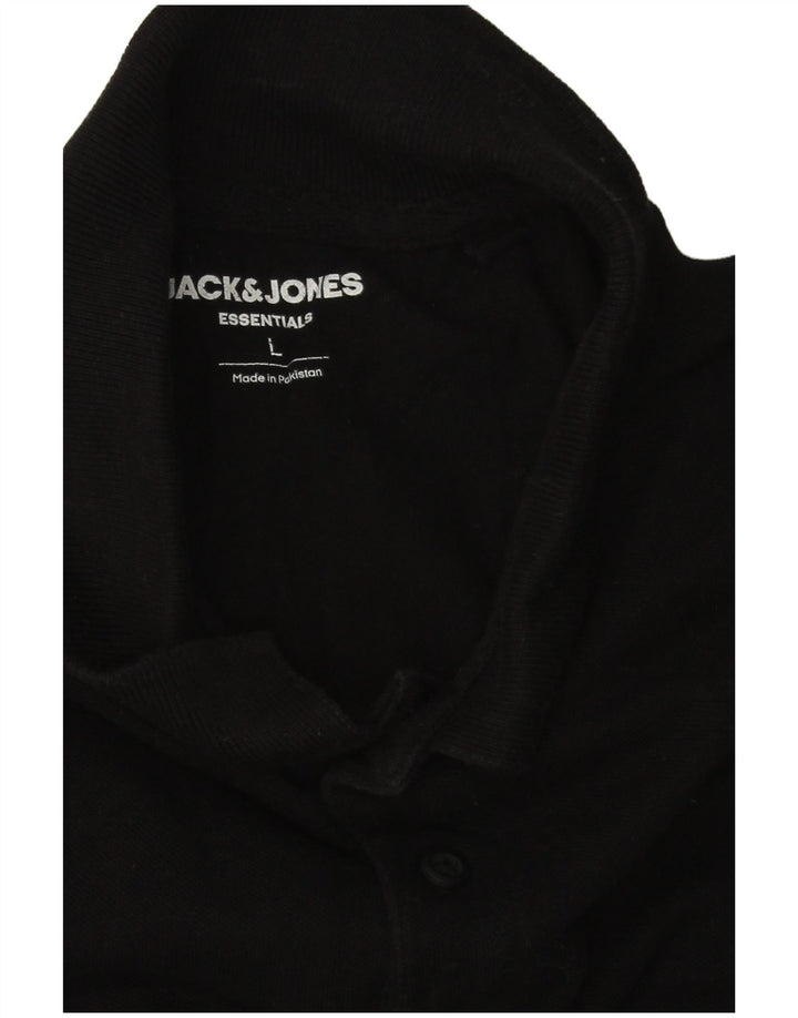 Camisa polo masculina Jack & Jones grande algodão preto