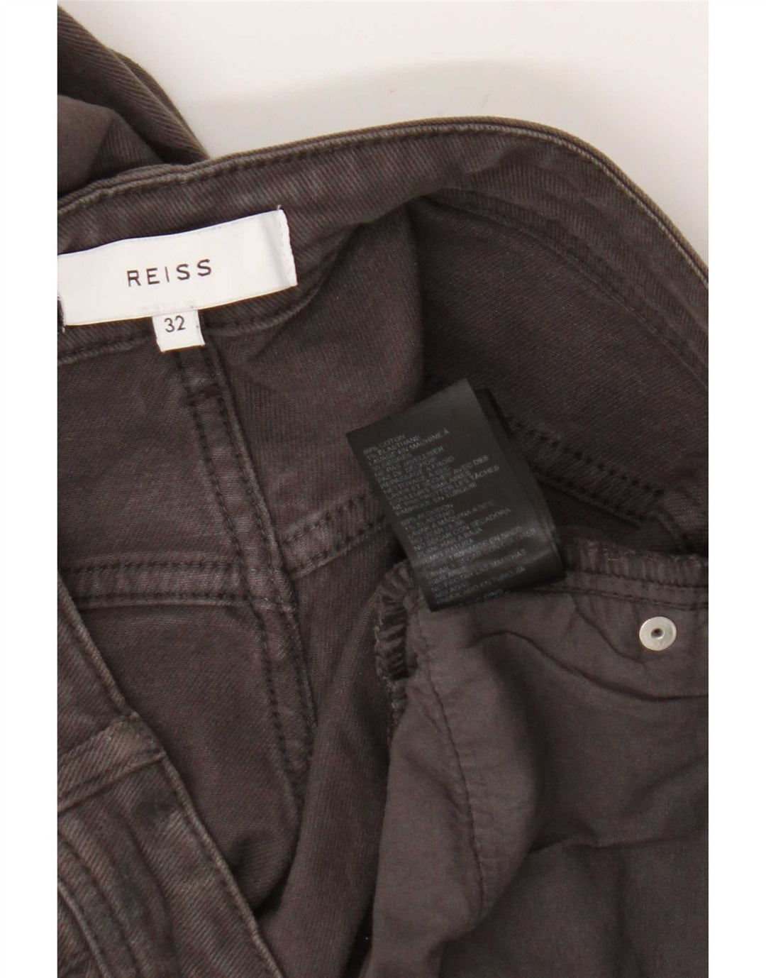 Reiss Mens Slim Jeans W32 L32 Algodão Cinza