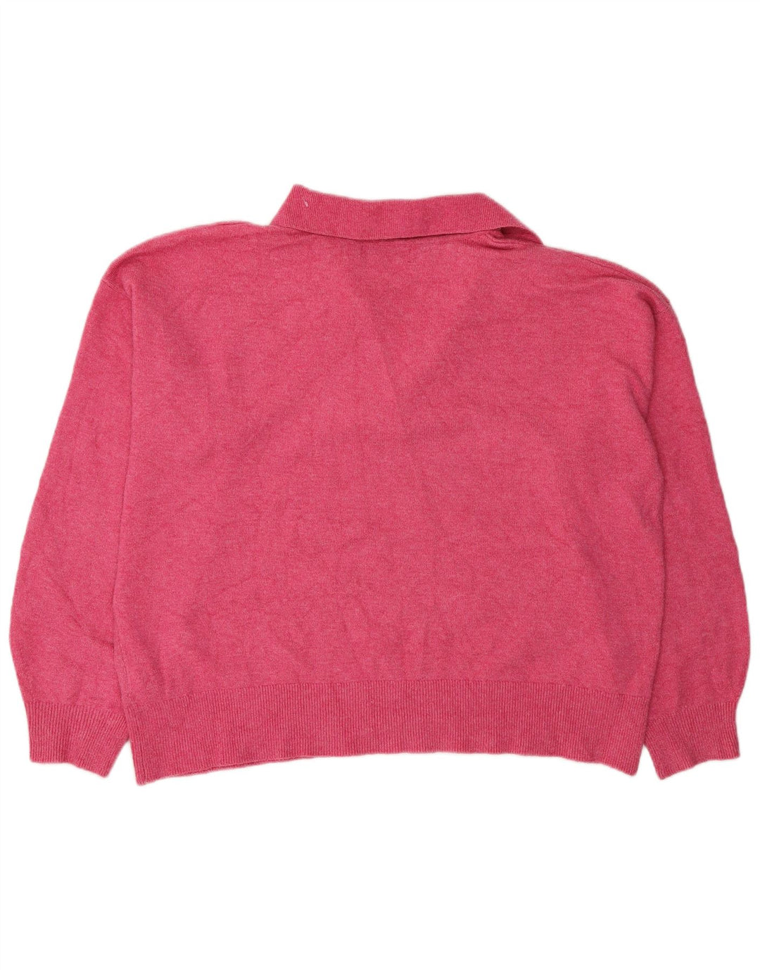 Suéter feminino Marks & Spencer com gola polo, Reino Unido 16, grande, rosa, poliéster