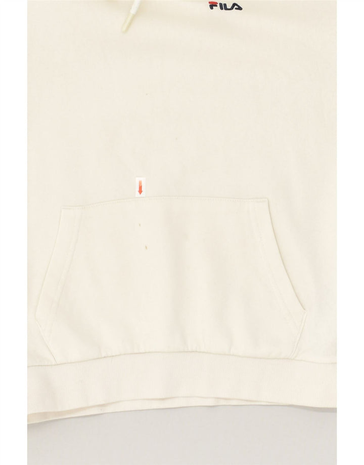 FILA Womens Hoodie Jumper UK 4 XS Off White Cotton | Vintage Fila | Thrift | Second-Hand Fila | Used Clothing | Messina Hembry 