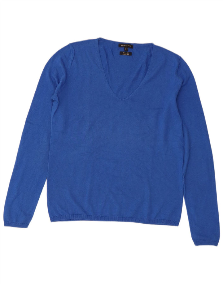 Suéter feminino Massimo Dutti com decote em V Reino Unido 10 pequeno azul