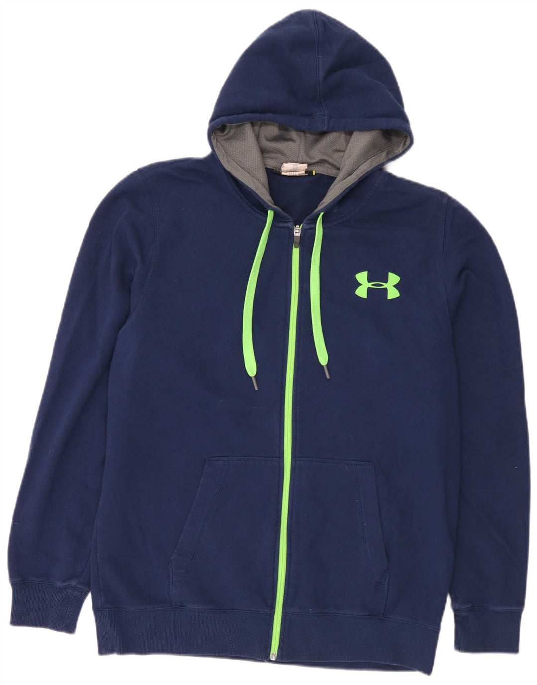Suéter masculino Under Armour com capuz e zíper grande algodão azul