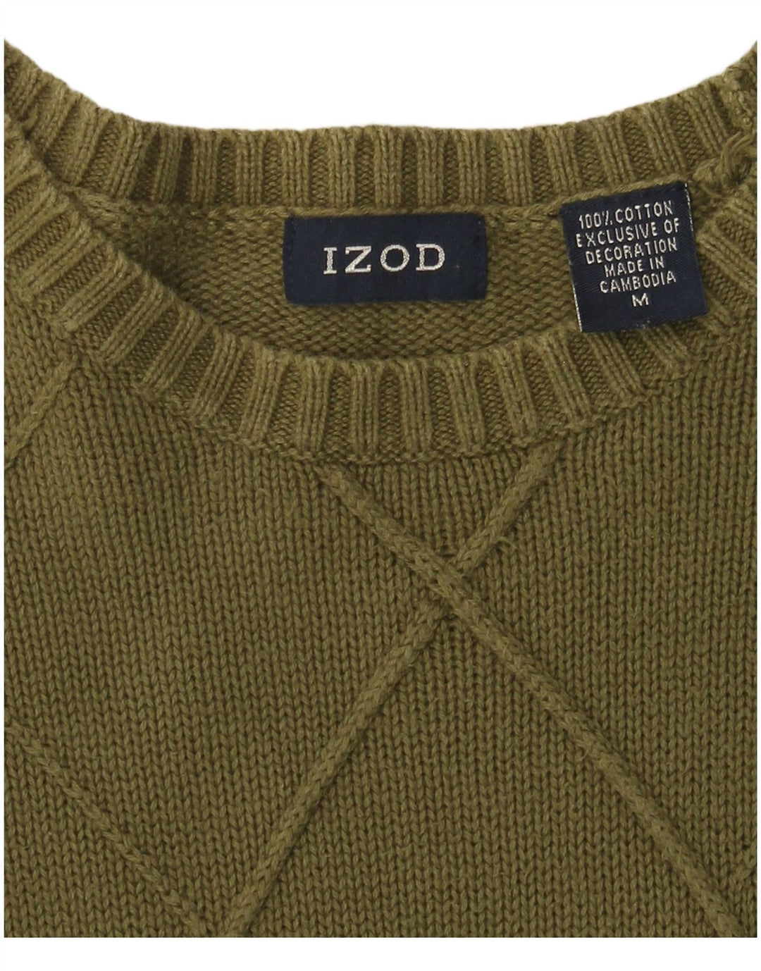Suéter masculino IZOD com gola canoa e algodão cáqui médio