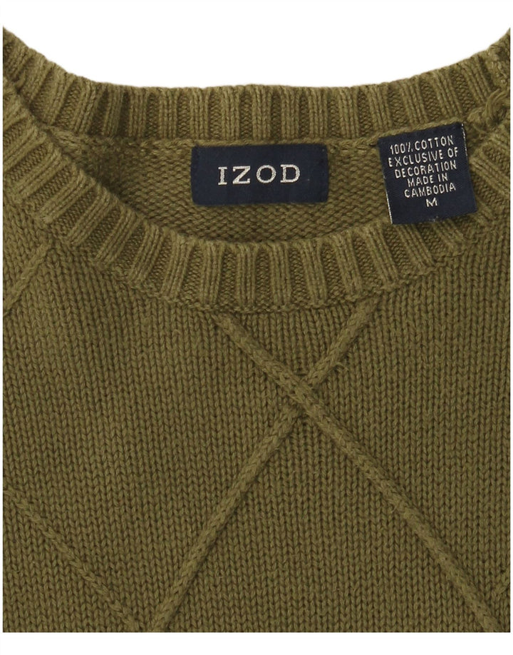 Suéter masculino IZOD com gola canoa e algodão cáqui médio