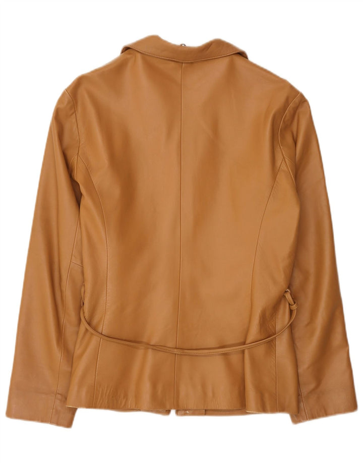 Jaqueta de couro feminina vintage IT 46 grande marrom