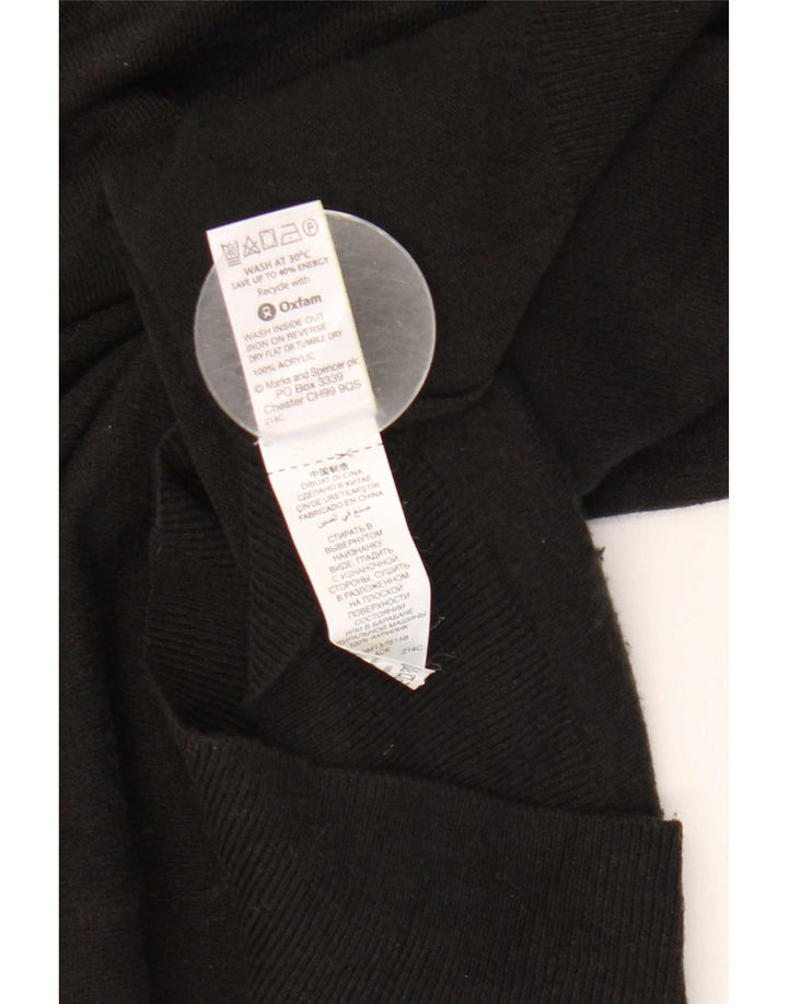 Suéter masculino Marks & Spencer Blue Harbor com decote em V, pequeno acrílico preto