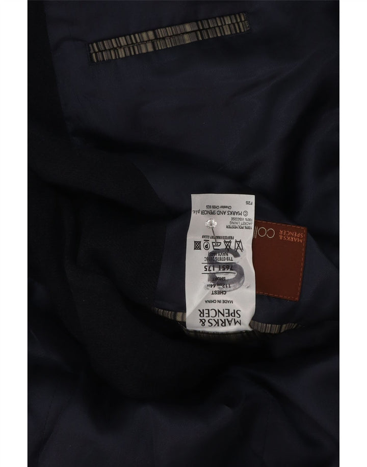 Jaqueta blazer masculina de 3 botões Marks & Spencer Reino Unido 44 2XL azul marinho poliéster