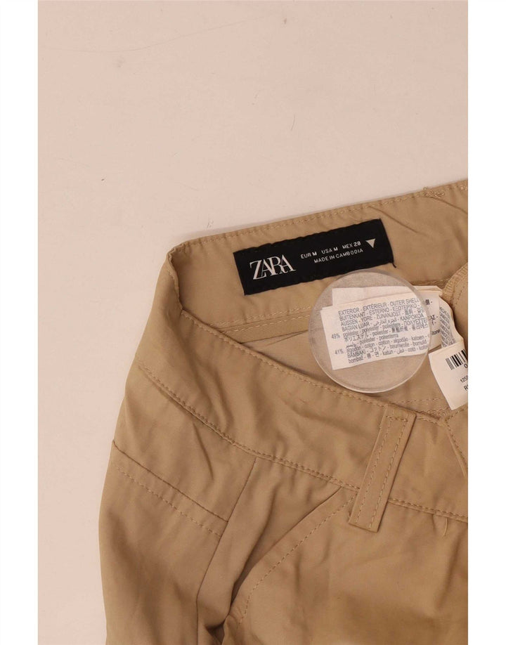 Shorts cargo feminino Zara médio W28 poliéster bege