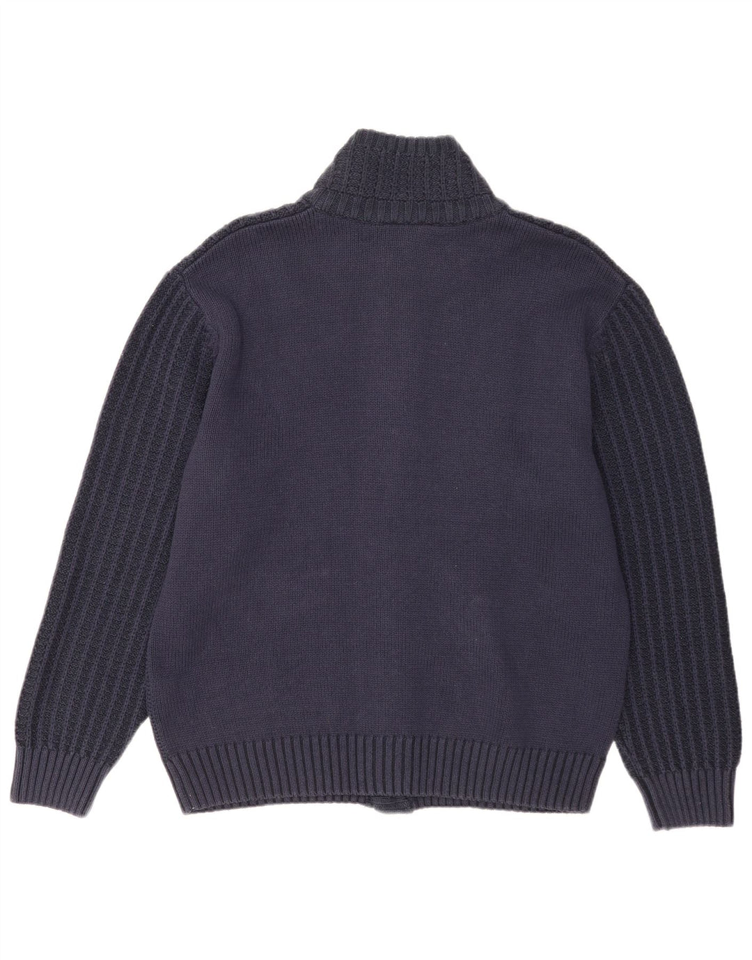 Suéter cardigã masculino vintage Reino Unido 40 algodão azul marinho médio