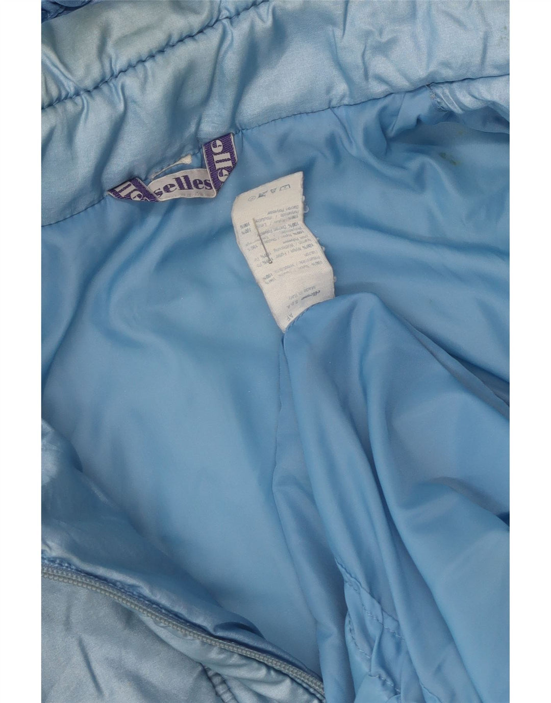 Jaqueta masculina acolchoada com capuz Ellesse UK 38 azul médio colorblock nylon