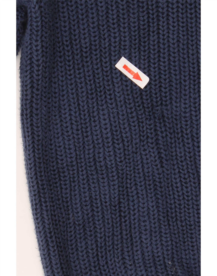 Suéter cardigã masculino com zíper completo L.L.Bean grande algodão azul marinho
