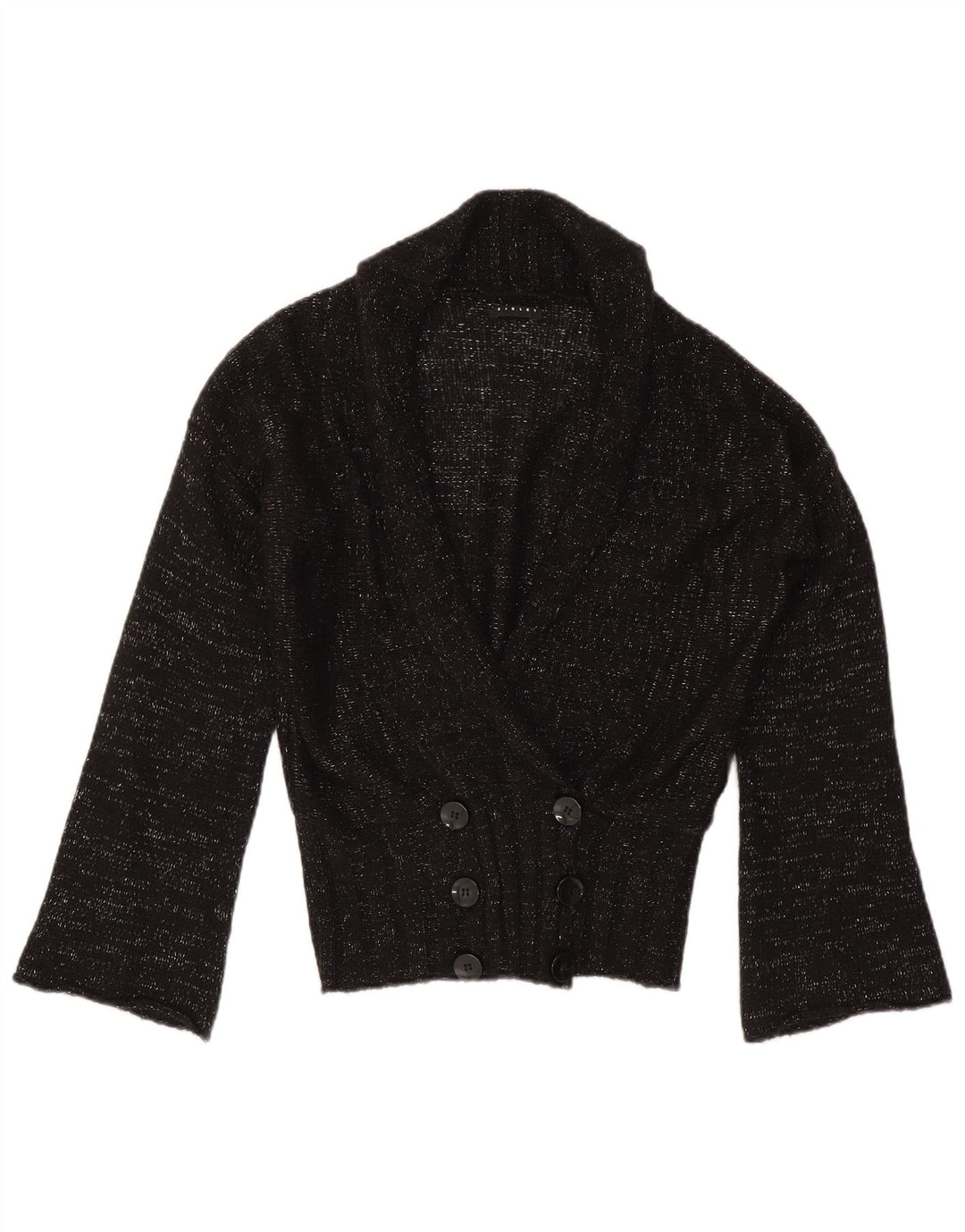 Suéter cardigã feminino Sisley UK 14 médio preto manchado
