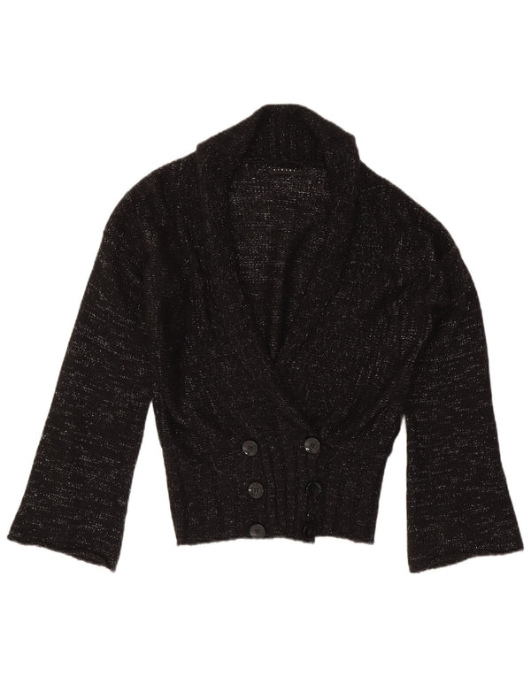 Suéter cardigã feminino Sisley UK 14 médio preto manchado