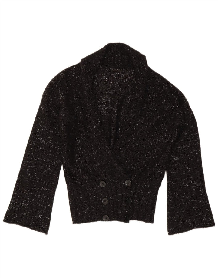 Suéter cardigã feminino Sisley UK 14 médio preto manchado