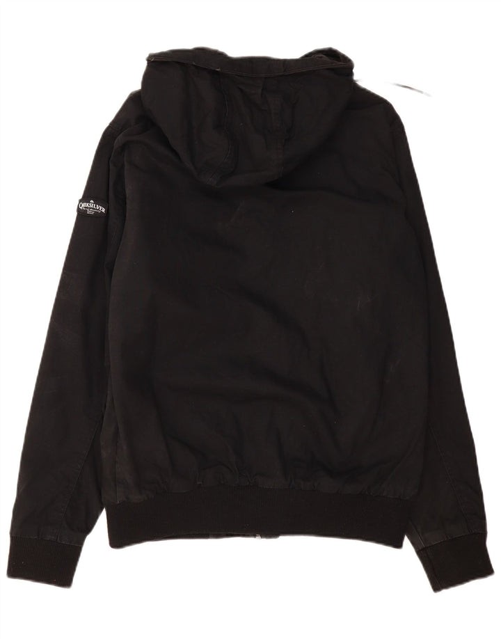 Jaqueta corta-vento masculina Quiksilver com capuz UK 38 algodão preto médio