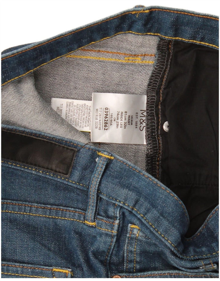 Marks & Spencer Masculino Autograph Straight Jeans W32 L29 Azul Algodão