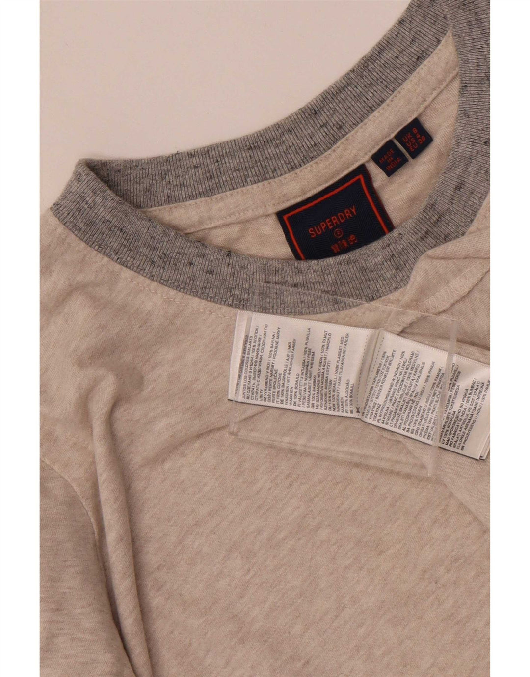 Camiseta feminina Superdry UK 8 pequeno algodão cinza