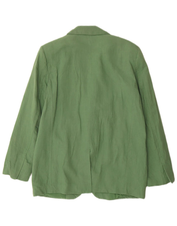 Jaqueta blazer oversized Zara feminina com 2 botões Reino Unido 10 linho verde pequeno