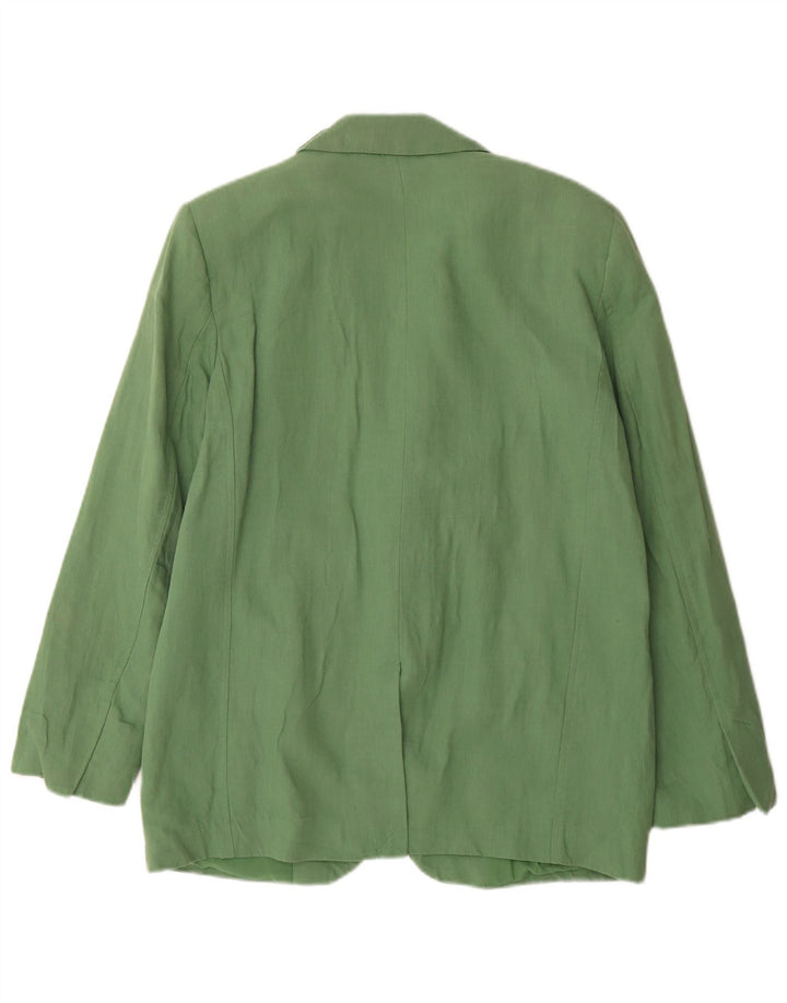 Jaqueta blazer oversized Zara feminina com 2 botões Reino Unido 10 linho verde pequeno