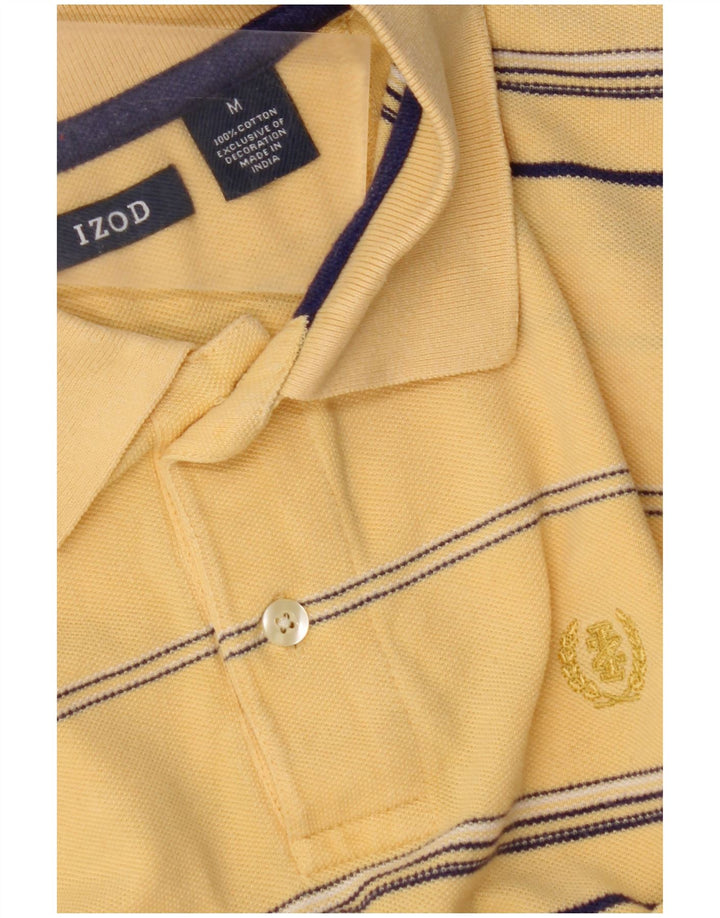 Camisa polo masculina IZOD algodão listrado amarelo médio