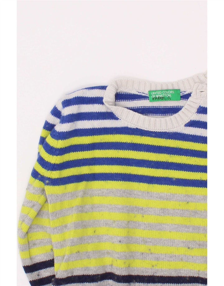 Suéter Benetton Boys com gola canoa 3-4 anos listrado multicolorido