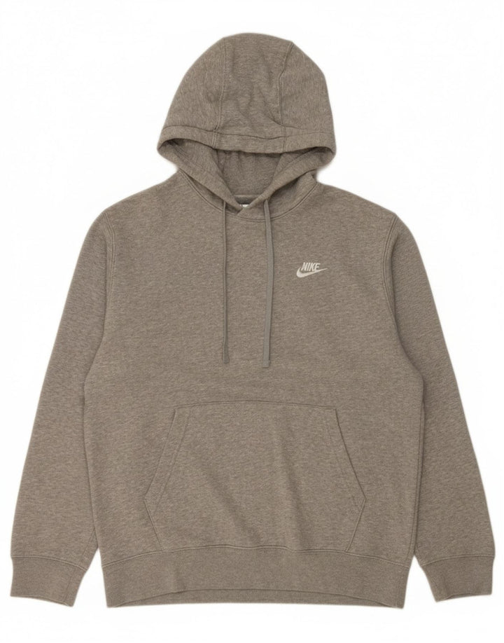 Suéter com capuz gráfico masculino Nike médio cinza algodão manchado