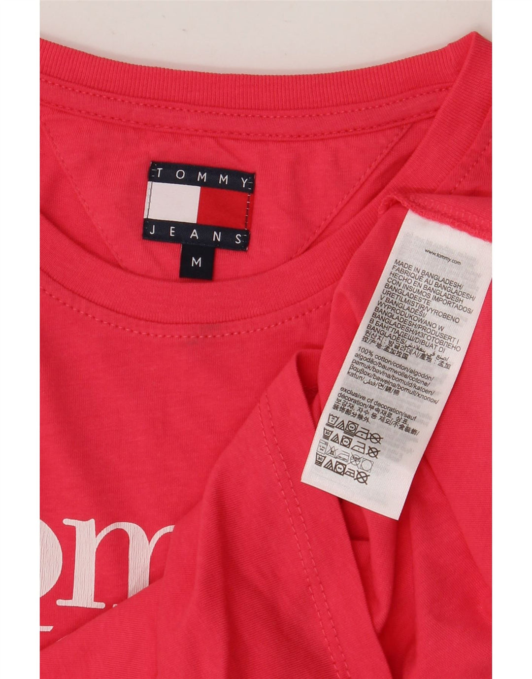 Camiseta feminina Tommy Hilfiger com estampa gráfica Reino Unido 12 algodão rosa médio