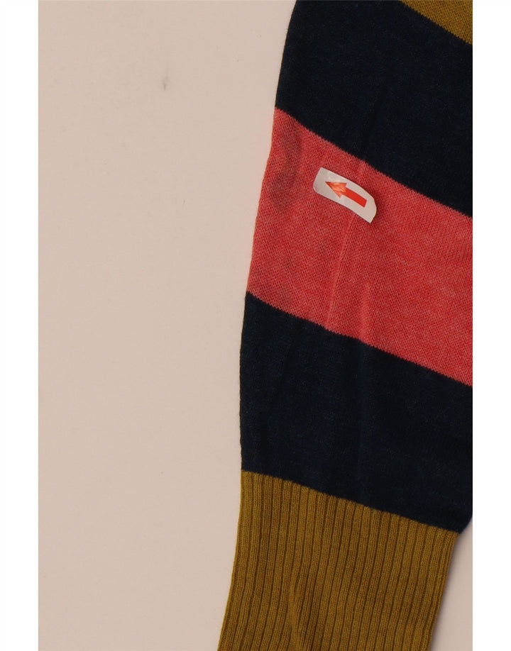 Suéter cardigã feminino White Stuff UK 14 grande bloco colorido multicolorido