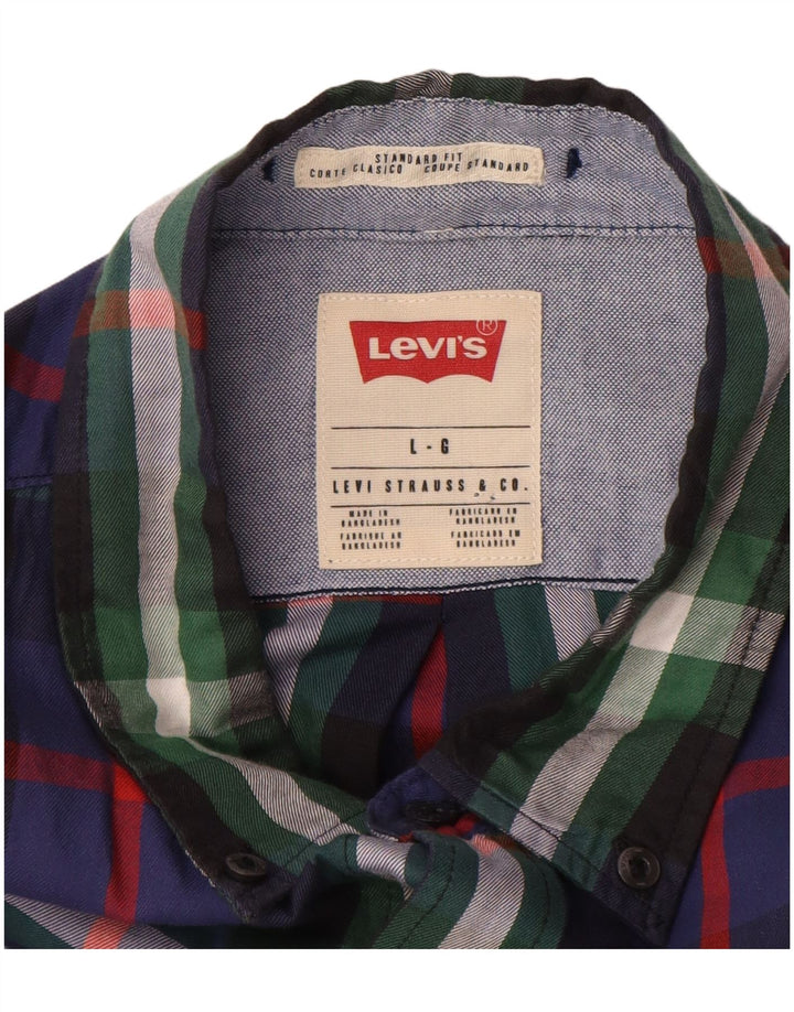 Camisa masculina de flanela de ajuste padrão LEVI'S grande algodão xadrez multicolorido
