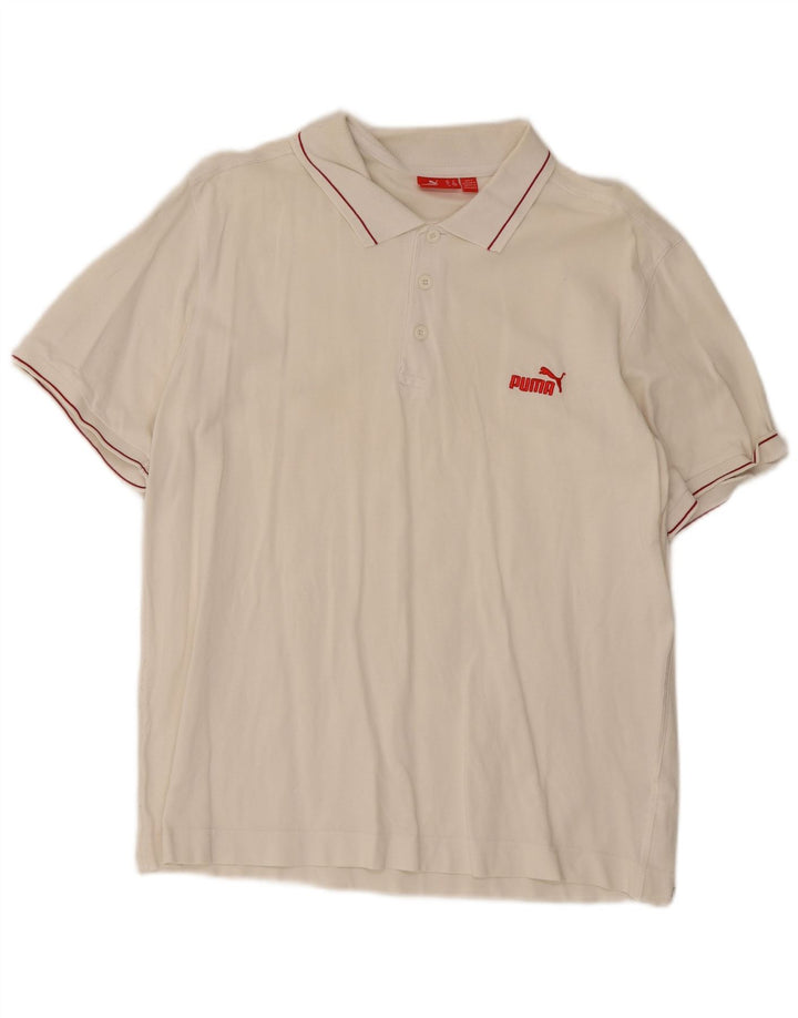 Camisa polo masculina Puma médio algodão branco