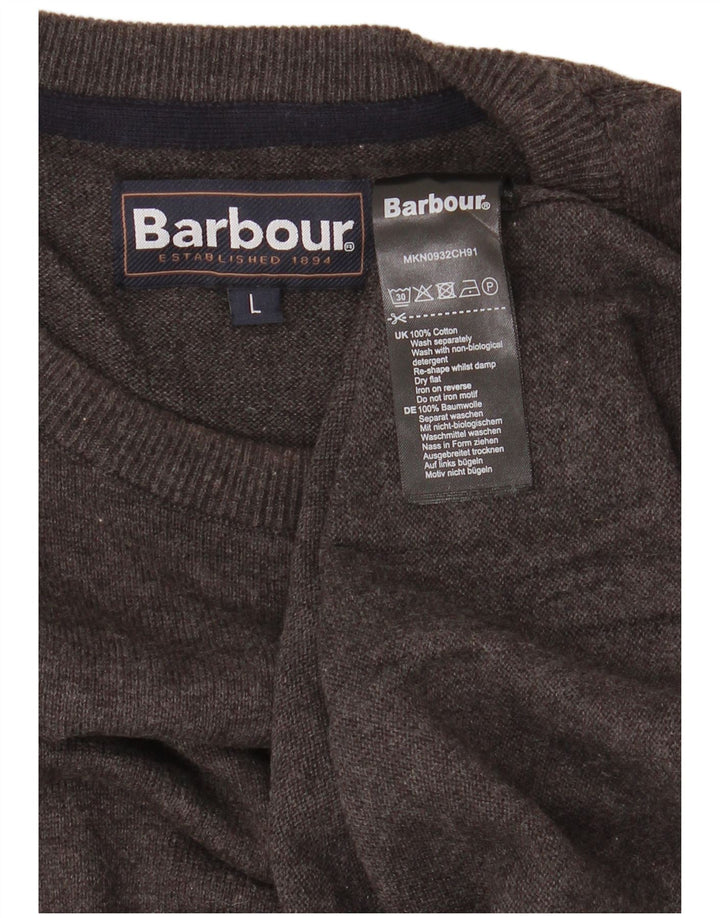 Suéter masculino BARBOUR com gola redonda, grande algodão cinza
