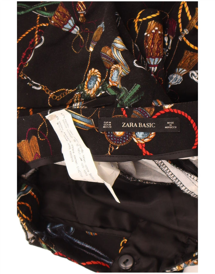 Shorts chino feminino Zara com estampa abstrata de cintura alta médio W28 preto