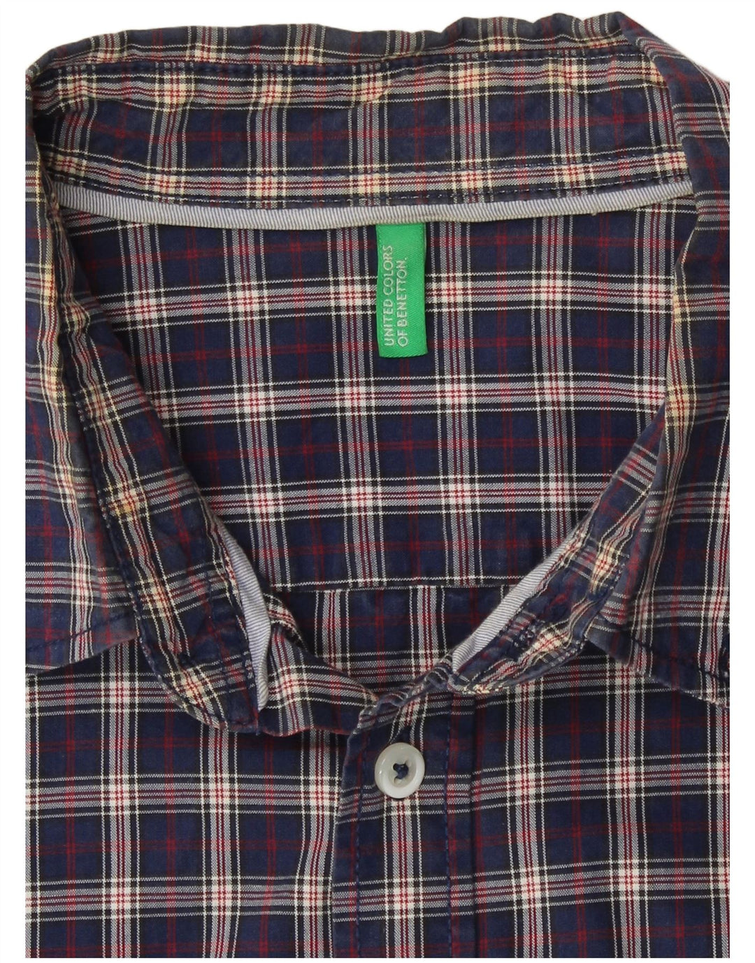 Camisa masculina Benetton média xadrez azul marinho