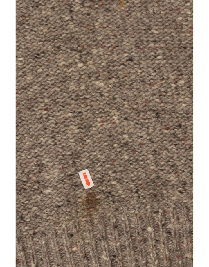 WHITE STUFF Suéter masculino com gola redonda e lã manchada cinza pequena