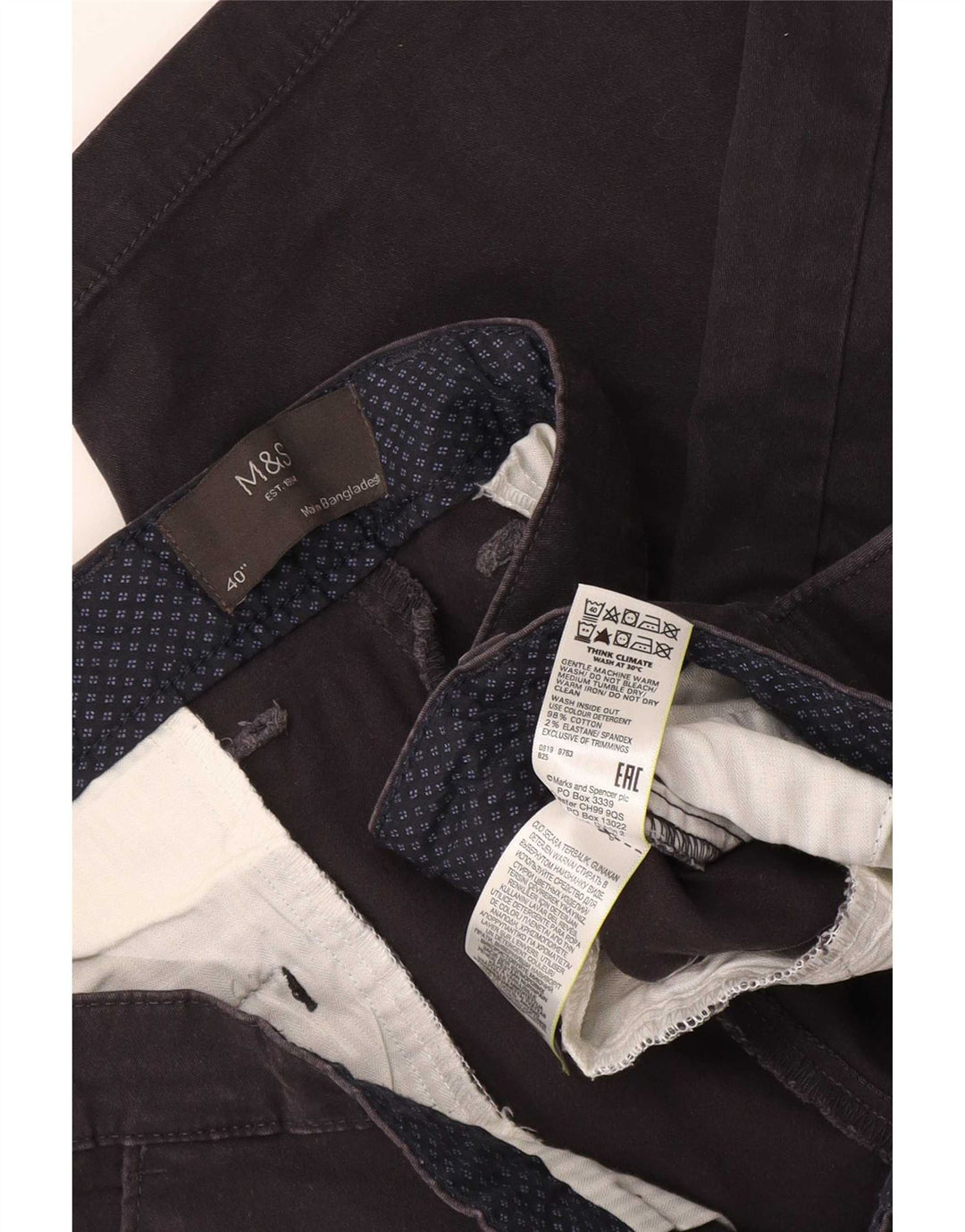 Shorts Chino Masculino Marks & Spencer W40 XL Algodão Preto