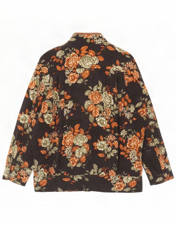 Suéter cardigã feminino oversized Alexia IT 50 XL lã floral cinza