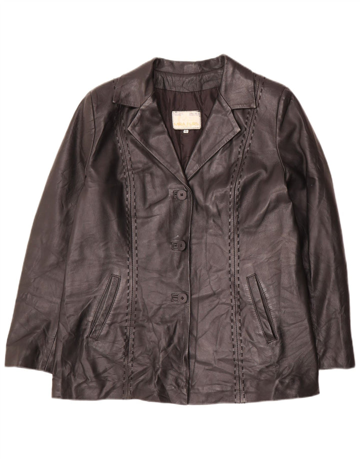 Jaqueta de couro feminina Mira Furs IT 46 grande couro preto