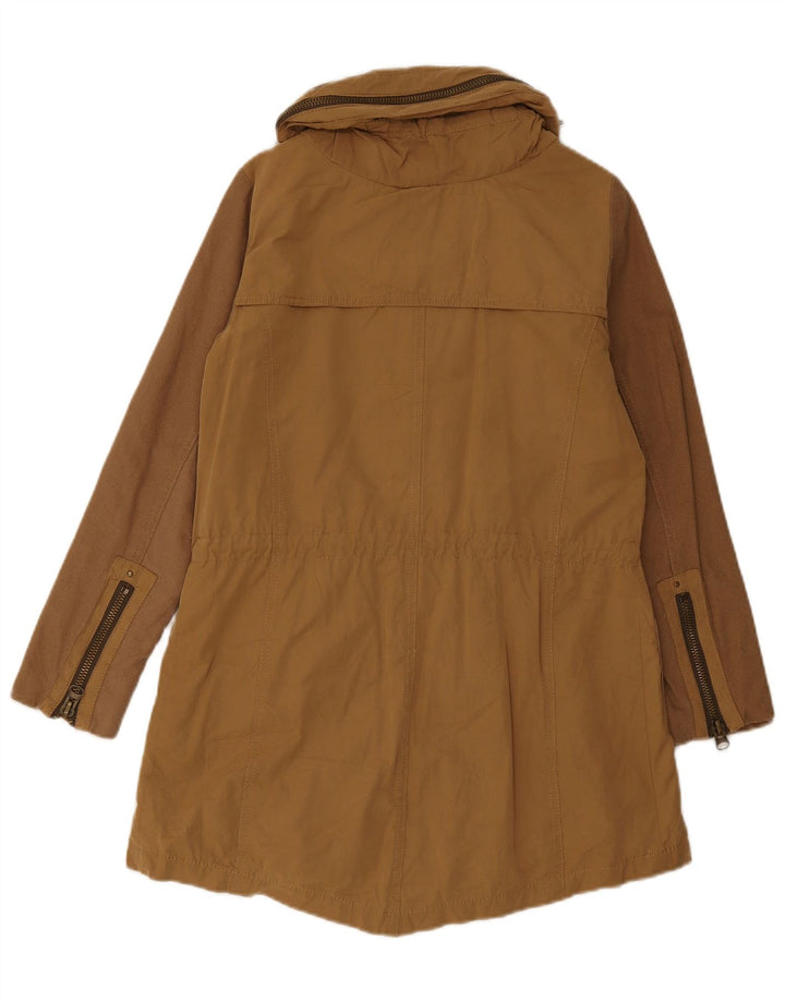 Jaqueta Parka Feminina Zara Reino Unido 10 Pequeno Algodão Marrom