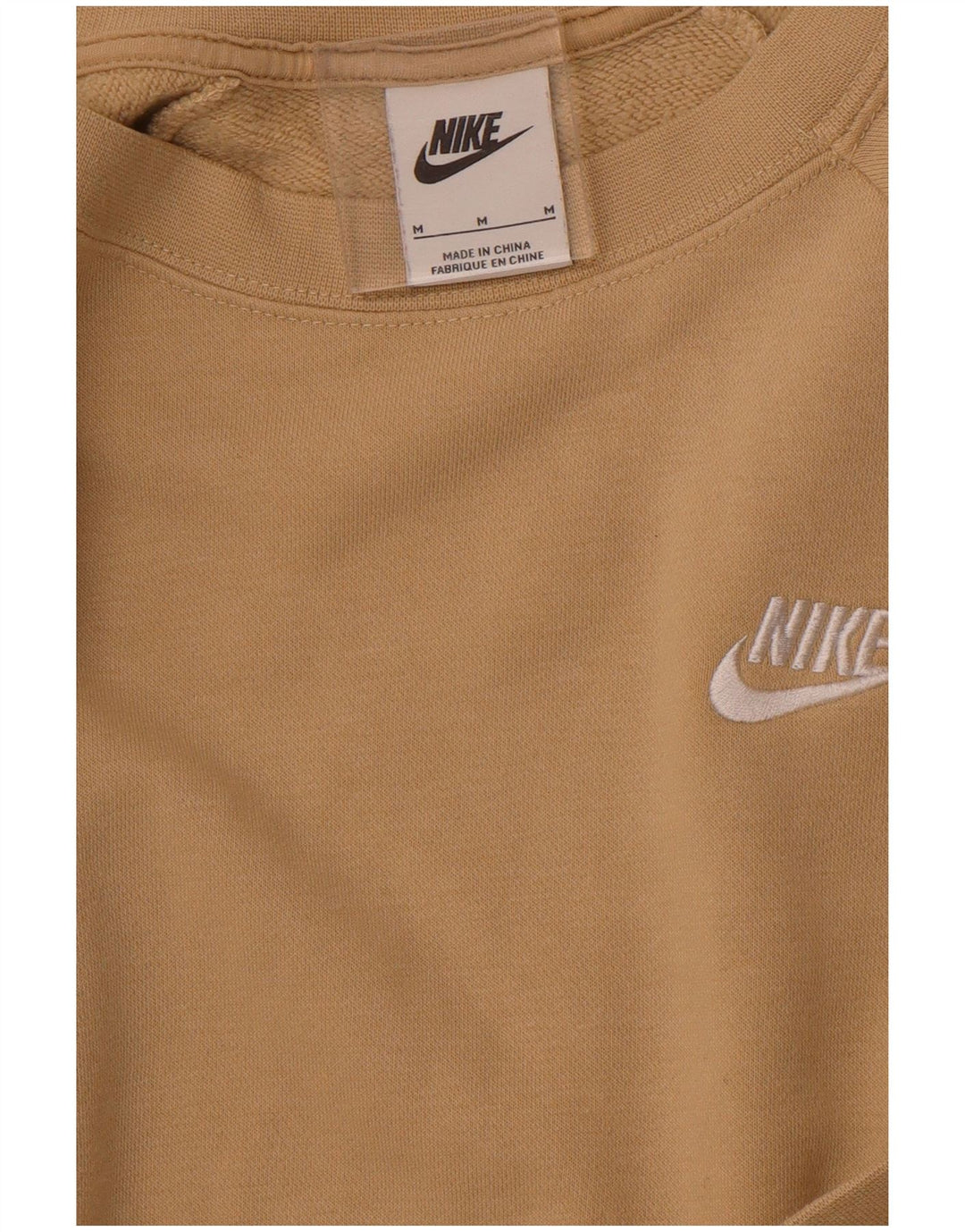 NIKE Womens Sweatshirt Jumper UK 14 Médio Bege Algodão